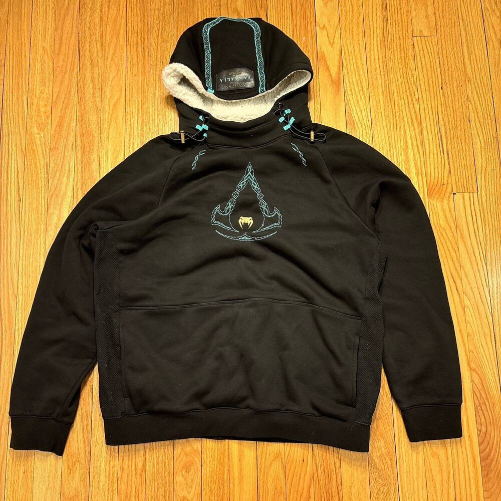 Venum Assassin's Creed Pullover Hoodie Black 3XL Black Teal Sweatshirt Flaws